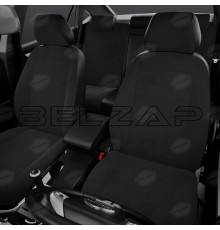 Авточехлы универсальные экокожа-жаккард черные комплект AVTOLIDER