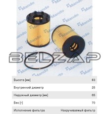 Фильтр масляный OPEL Astra H,Agila,Meriva,Corsa (03-) (D/1.3 CDTI) MANDO