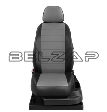 Авточехлы SKODA Rapid (12-) VW Polo (20-) лифтбек экокожа черно-серые AVTOLIDER
