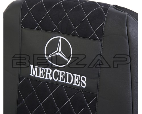 Заказать Авточехлы MERCEDES Axor (-12) 1 ремень экокожа-алькантара черные ВИТА ТРАК в  автомагазине Belzap.ru