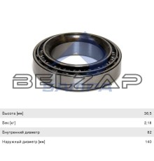 Подшипник ступицы ROR LM9000 внутренний/наружный (82х140х37.53) SAMPA